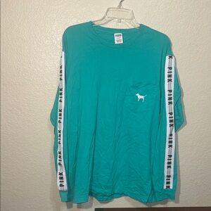 PINK Victoria’s Secret Aqua Long Sleeve Tee Size L
